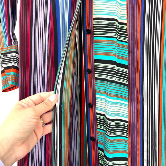 Diane Von Furstenberg Multicolor Striped Silk Button Front Flared Maxi Dress 4 - Picture 8 of 10